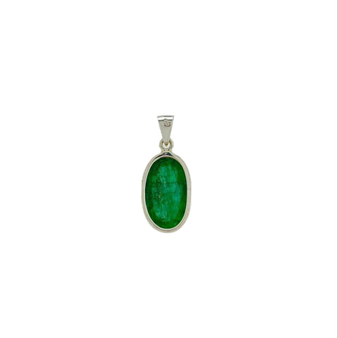 Emerald Faceted Oval Pendant