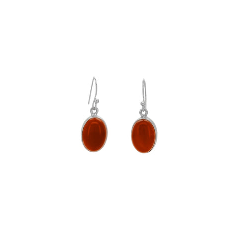 Carnelian Cabochon Oval Drop Earrings