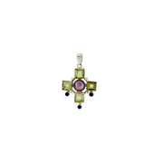 Lemon Quartz Combo Faceted Cross Pendant