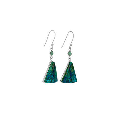 Chrysocolla Cabochon Triangle Drop Earrings