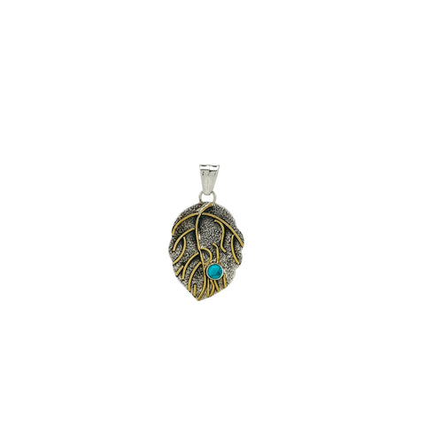 Turquoise Cabochon Leaf Pendant