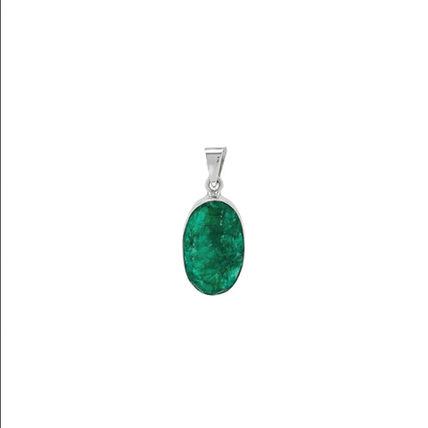 Emerald Faceted Oval Pendant