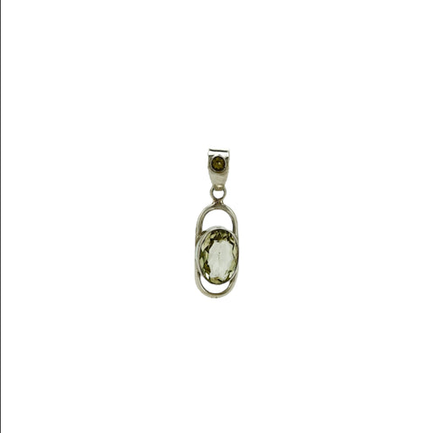 Lemon Quartz Faceted Oval Pendant