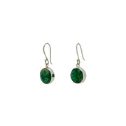Emerald faceted round drop earrings