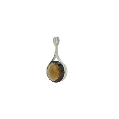 Smoky Quartz Faceted Oval Drop Pendant