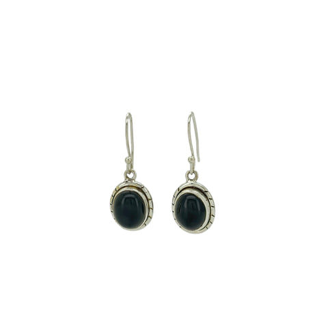Black onyx cabochon Indi drop earrings