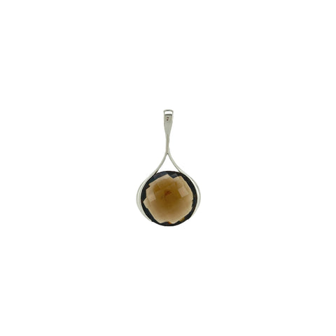 Smoky Quartz Faceted Oval Drop Pendant