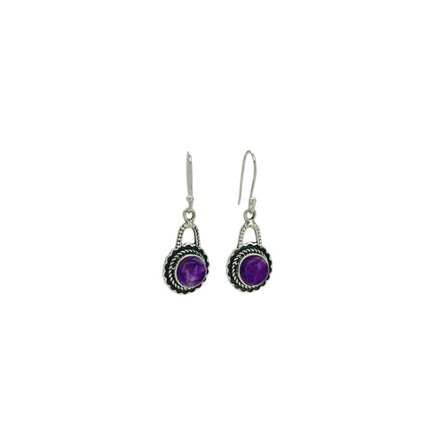 Amethyst cabochon Indi drop earrings