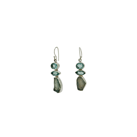 Aquamarine combination cut earrings