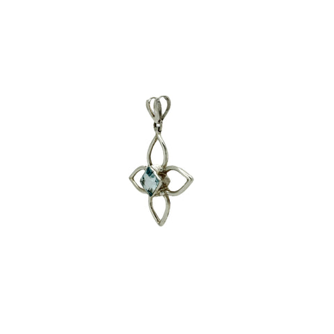 Blue Topaz Faceted Flower Pendant