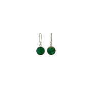 Emerald faceted round drop earrings