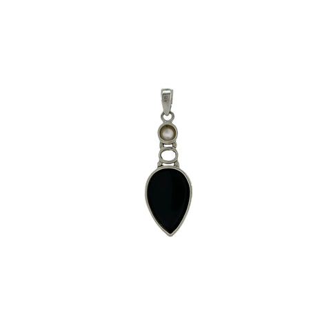 Black Onyx Combination Teardrop Pendant