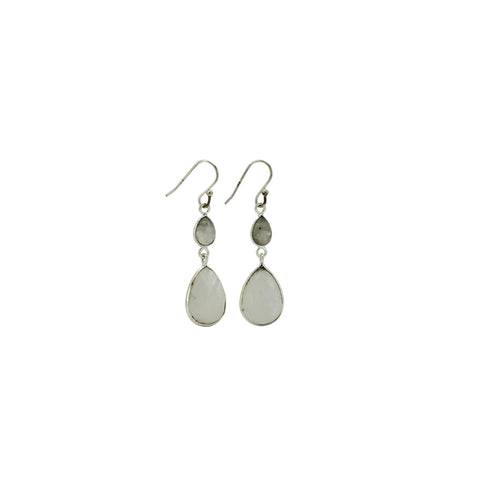 Moonstone faceted teardrop earrings