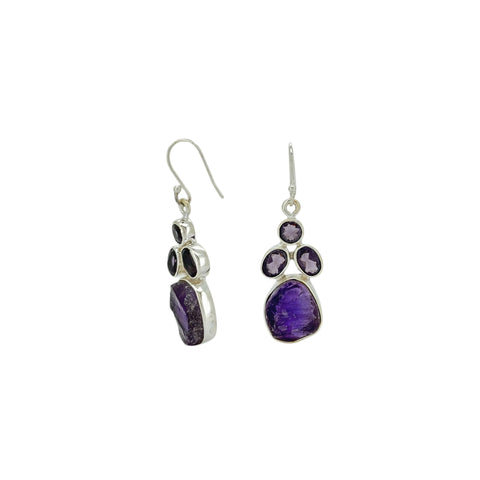Amethyst combination cut earrings