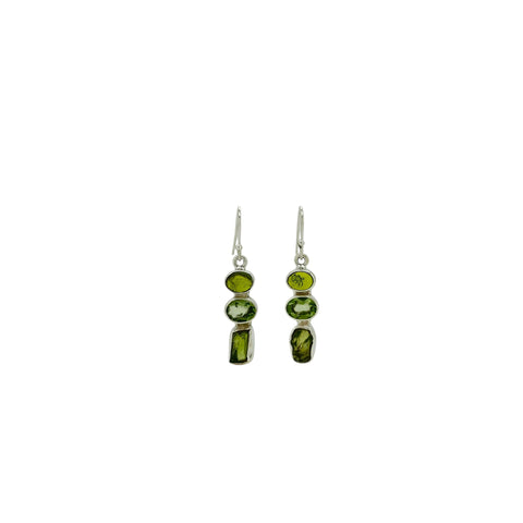 Peridot combination cut drop earrings
