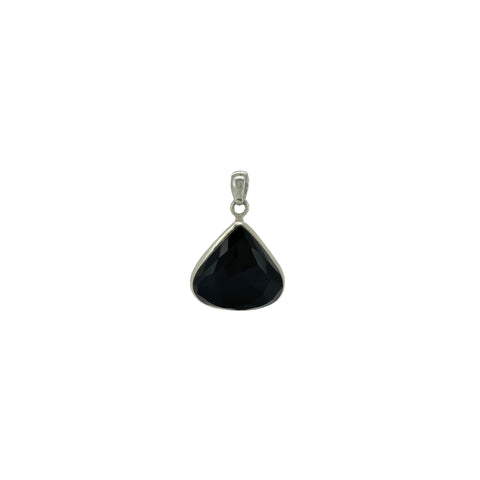 Black Onyx Faceted Teardrop Pendant
