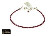 Garnet Micro Cut Bead Bracelet with Silver Charm Clasp