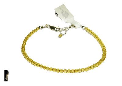 Citrine Micro Cut Bead Bracelet with Silver Charm Clasp