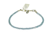 Blue Topaz Micro Cut Bead Bracelet with Silver Charm Clasp