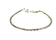 Labradorite Micro Cut Bead Bracelet with Silver Charm Clasp