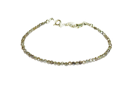 Labradorite Micro Cut Bead Bracelet with Silver Charm Clasp