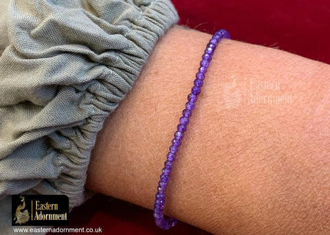 Amethyst Micro Cut Bead Bracelet