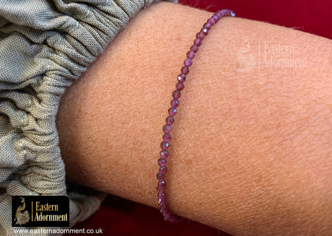 Garnet Micro Cut Bead Bracelet