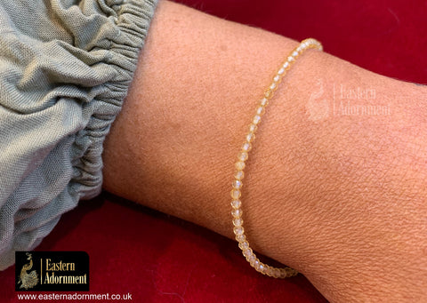 Citrine Micro Cut Bead Bracelet